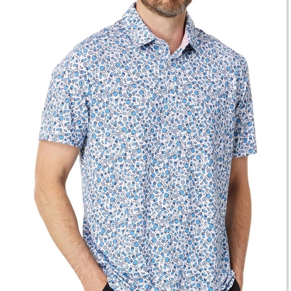PUMA x Arnold Palmer Mixer Blue and White Print Men’s Polo XL